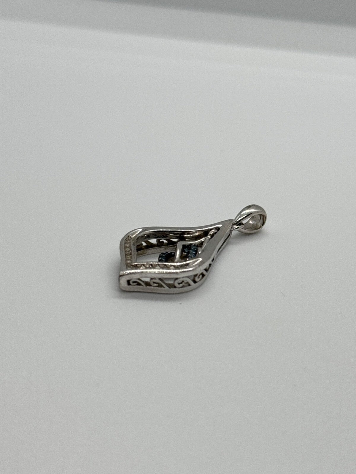 925 Sterling Silver Blue & White Spinel Pendant Length 33 Mm
