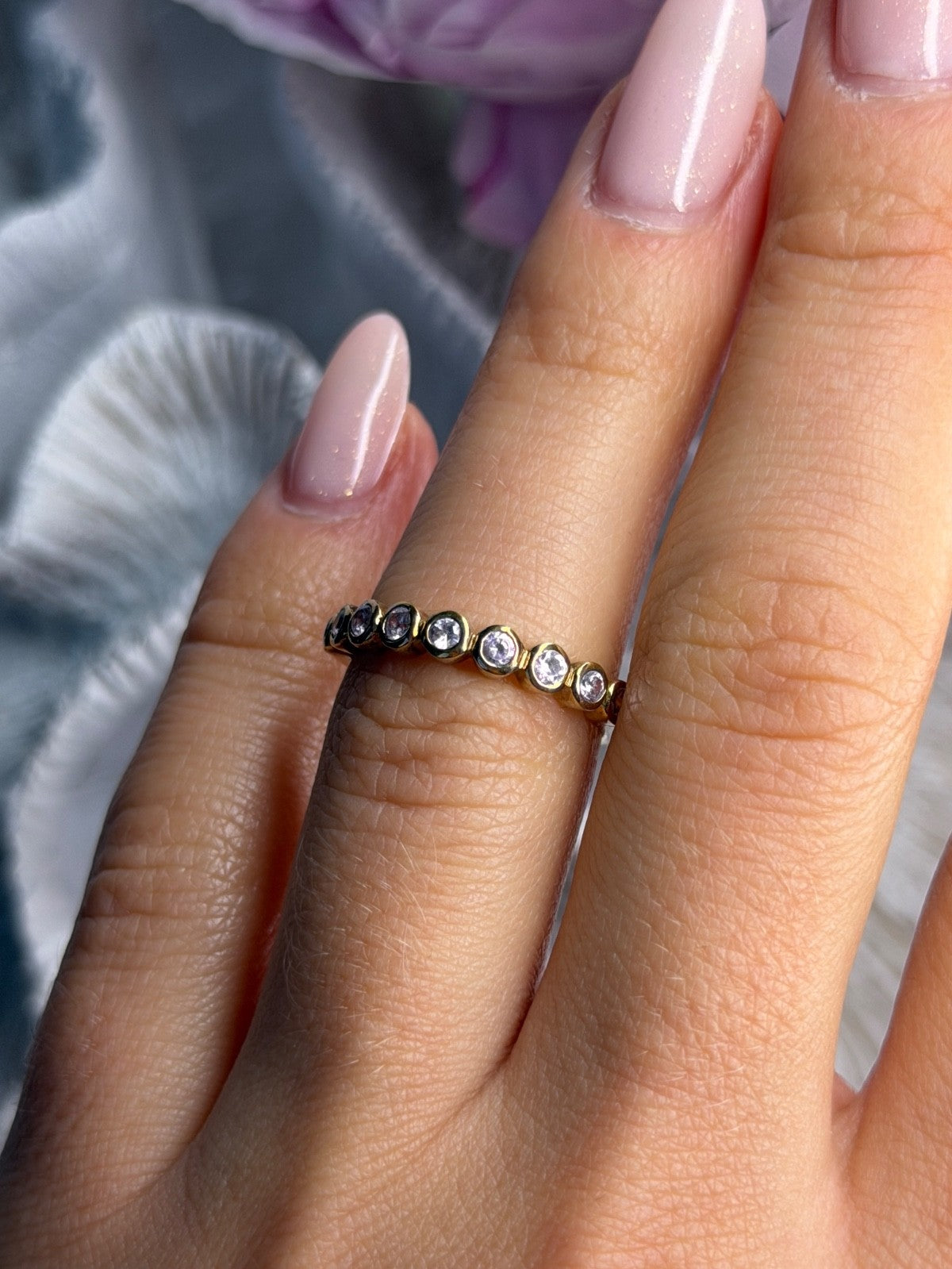 925 Sterling Silver Gold Plated Morganite Ring Size 6