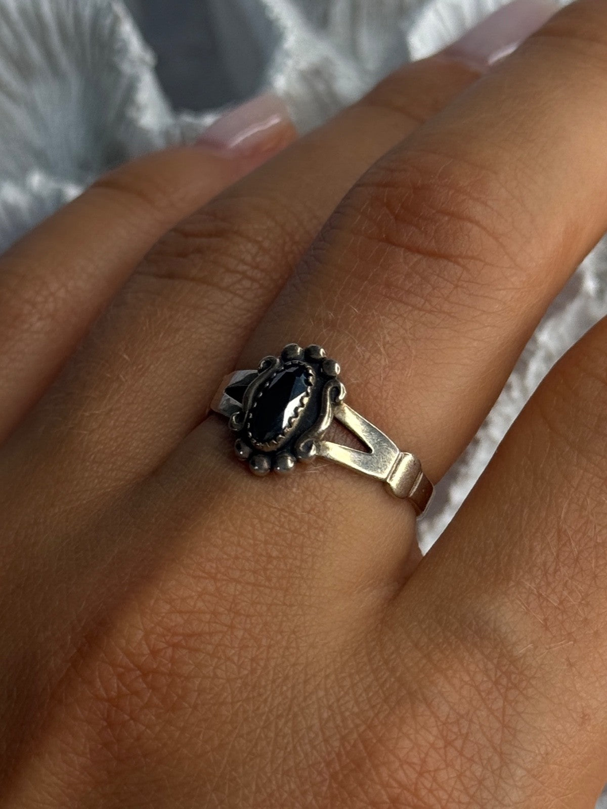 925 Sterling Silver Hematite Ring Size 8.5