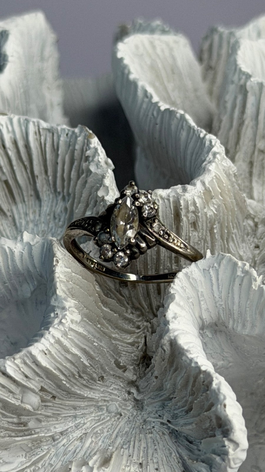 925 Sterling Silver White Tourmaline Ring Size 5.5