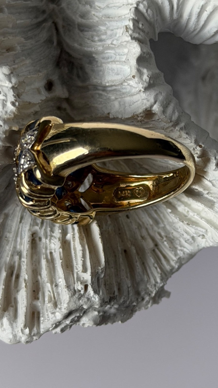 14K Yellow Gold Sapphire 0.84 ct & Diamond 0.15 ct Ring Size 5