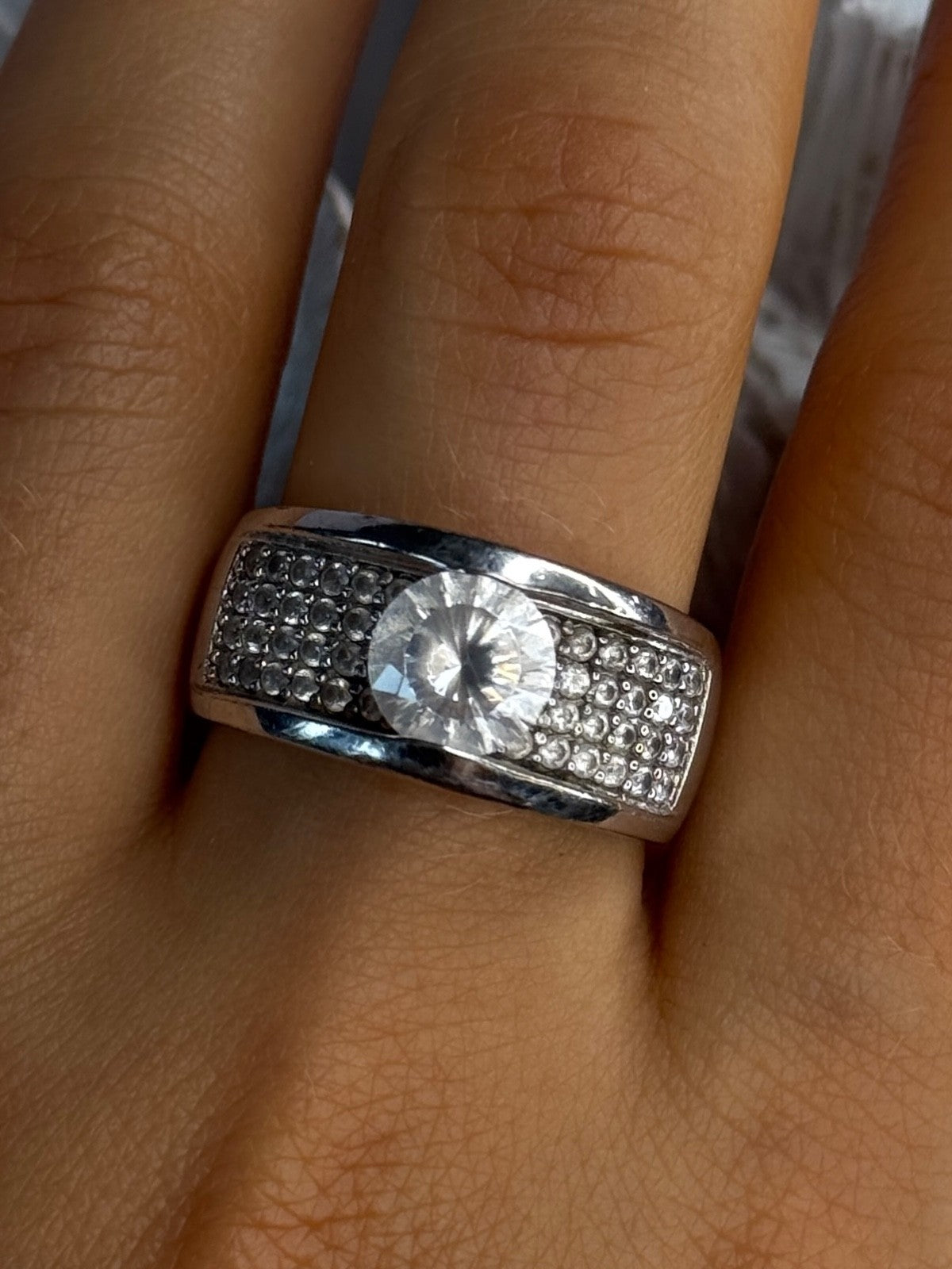 Elegant Design 925 Sterling Silver Cz Ring Size 10