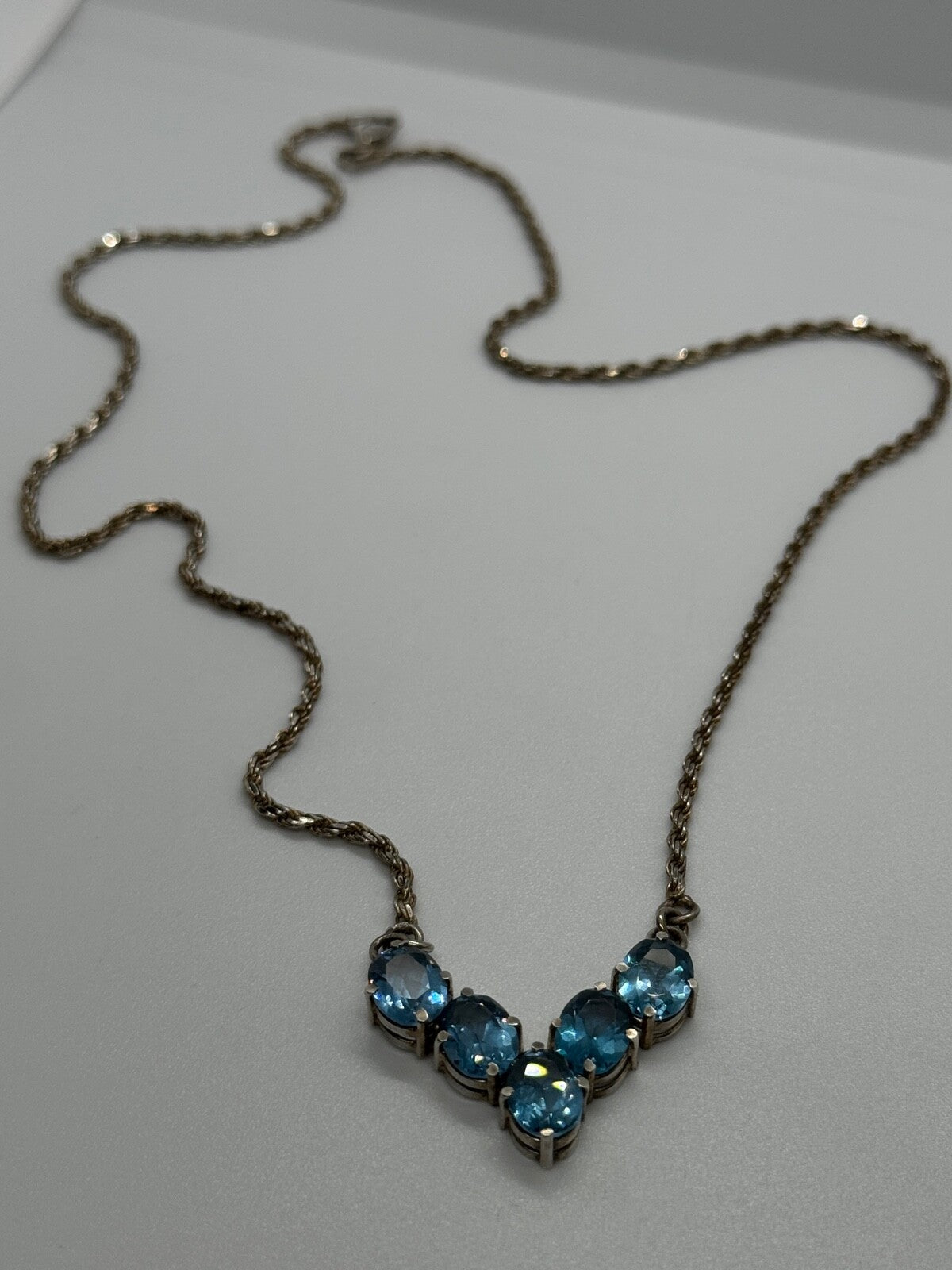 925 Sterling Silver Topaz Necklace Italy