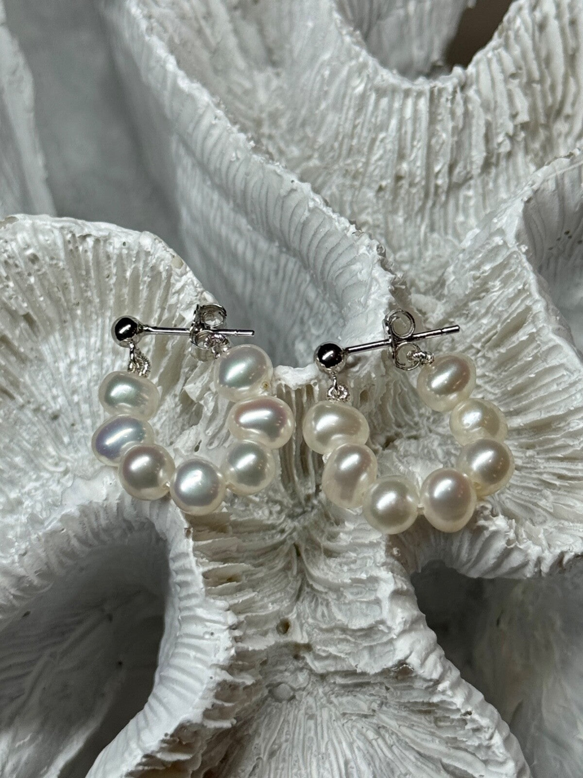 925 Sterling Silver Fresh Water Pearl Earrings Length 0.8 Inch