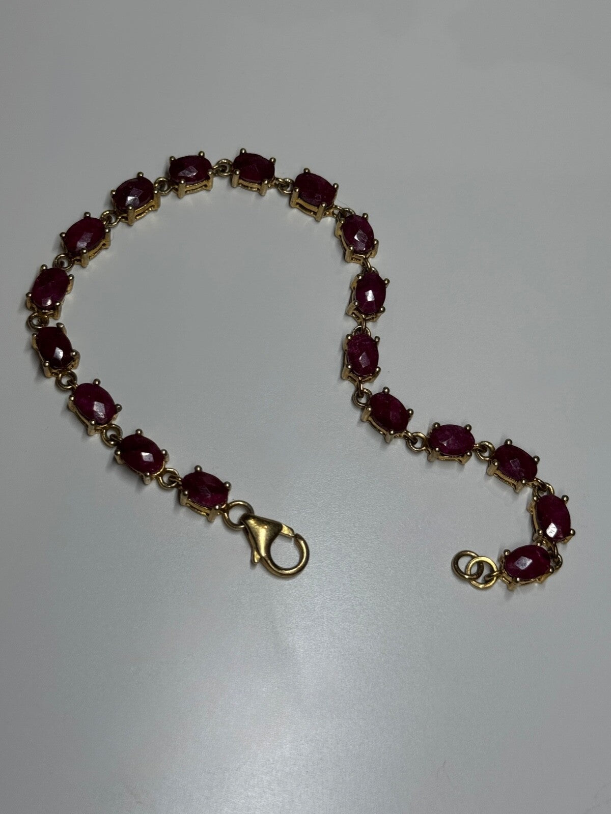 925 Sterling Silver Gold Plated Ruby Bracelet Length 7 Inch