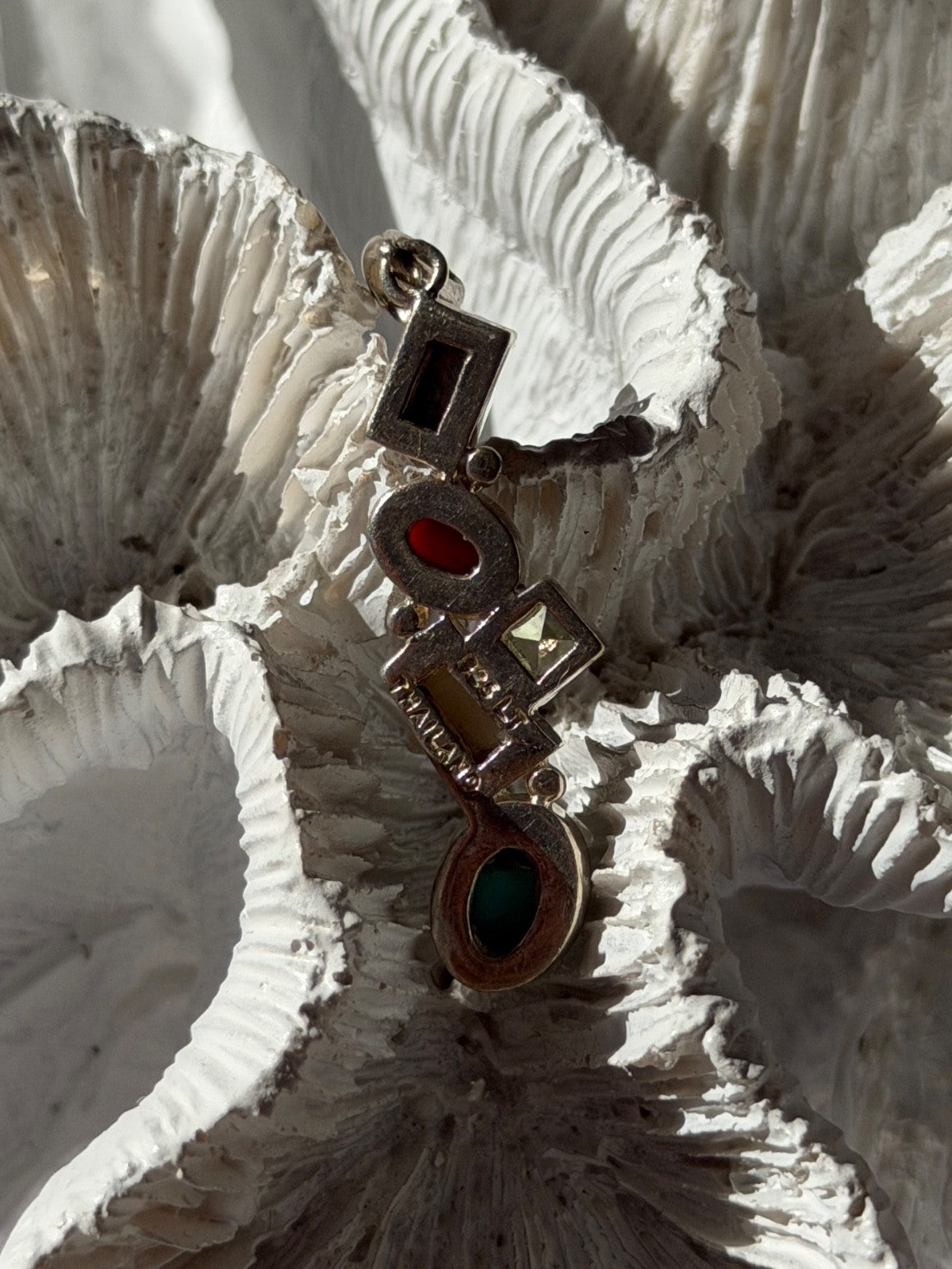 925 Sterling Silver Multi Color Gemstones Pendant