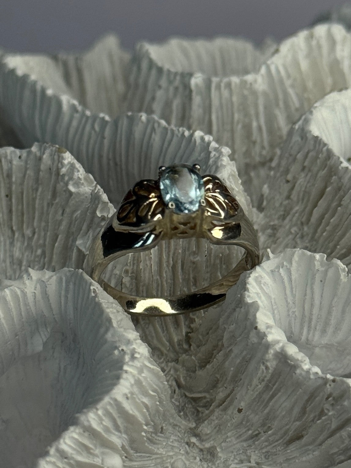 925 Sterling Silver Blue Topaz Ring Size 8