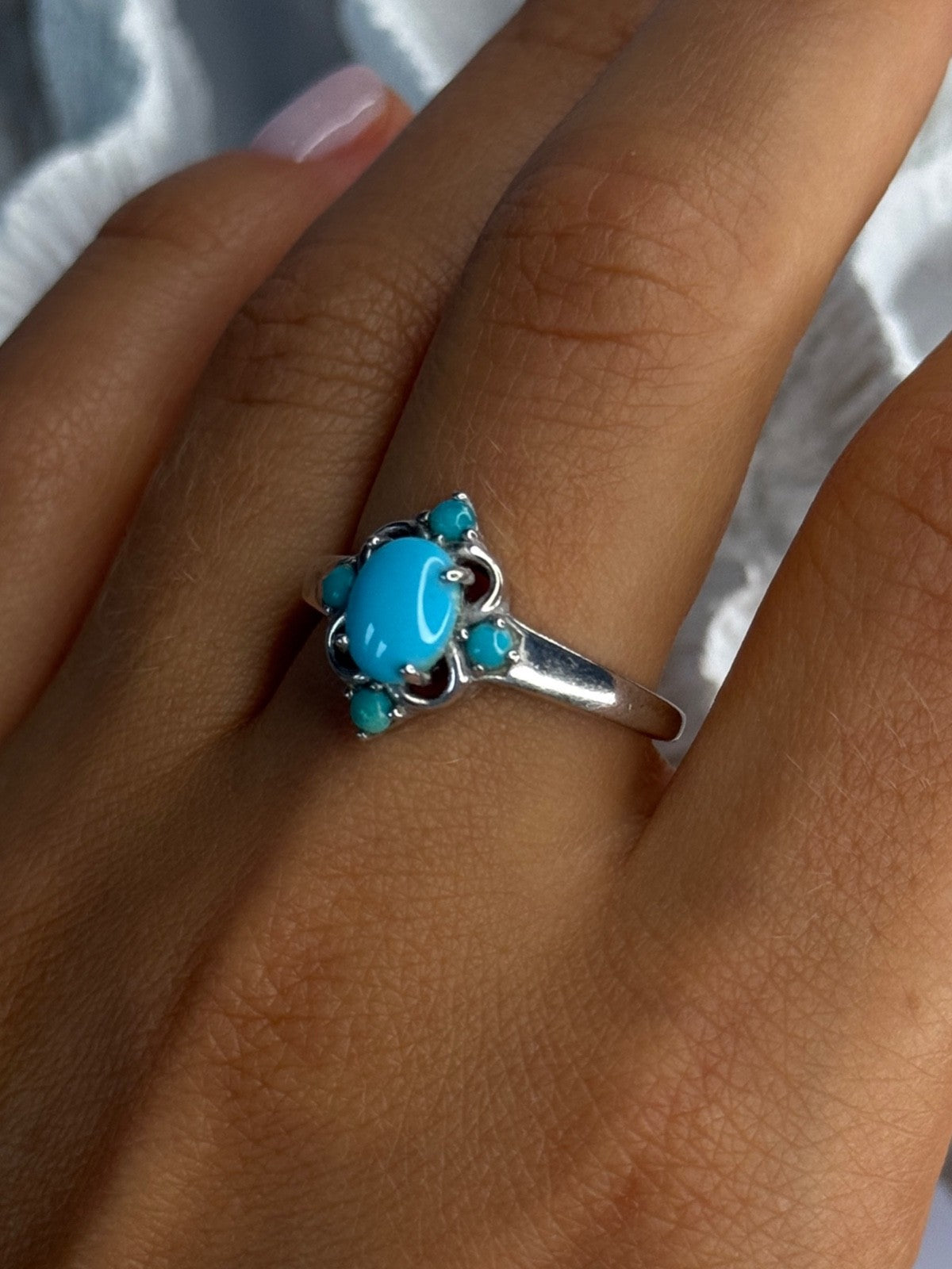 Bbj 925 Sterling Silver Turquoise Ring Size 9.5
