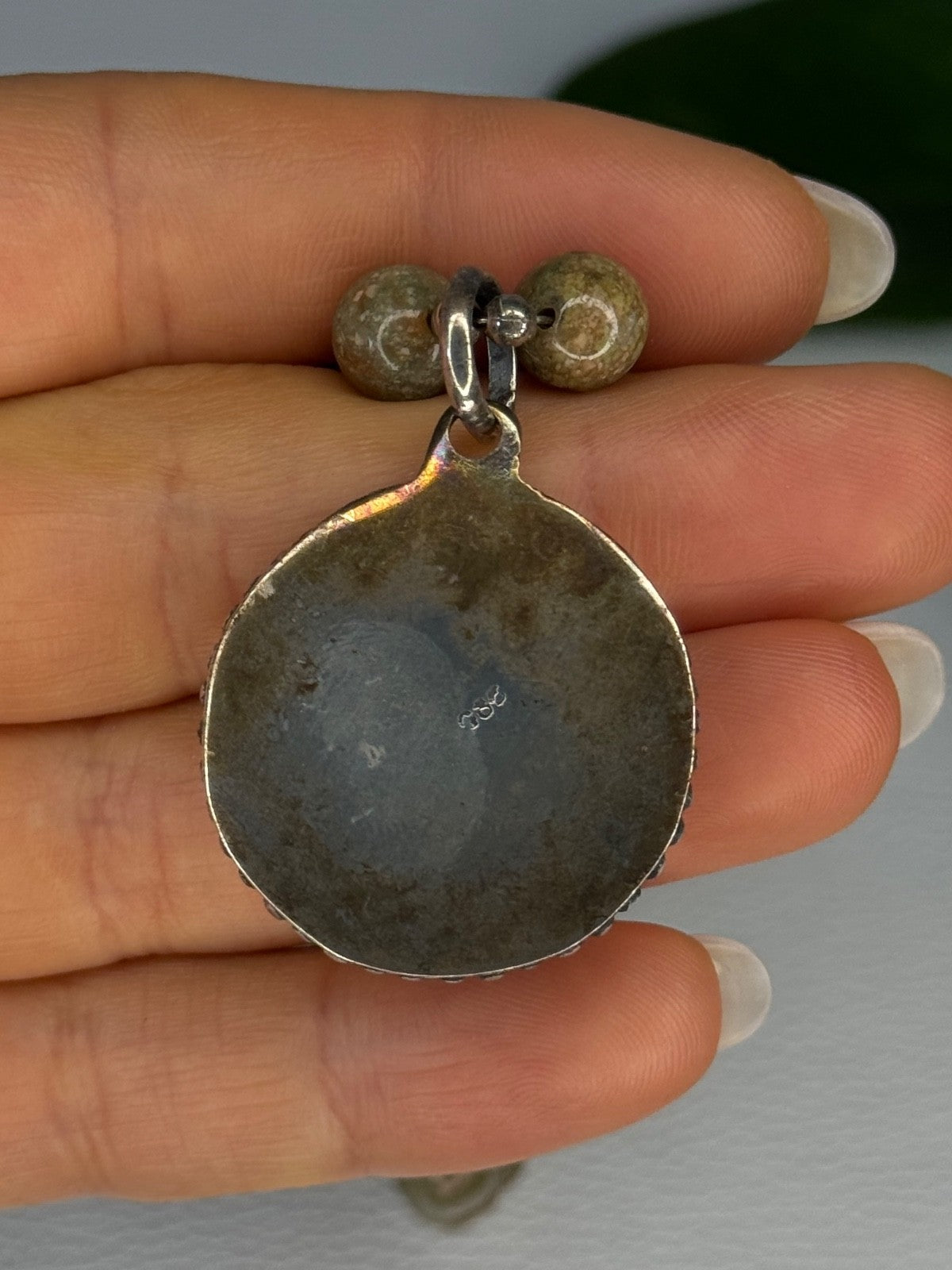 Vintage 925 Sterling Silver Unakite Necklace Length 17 Inch