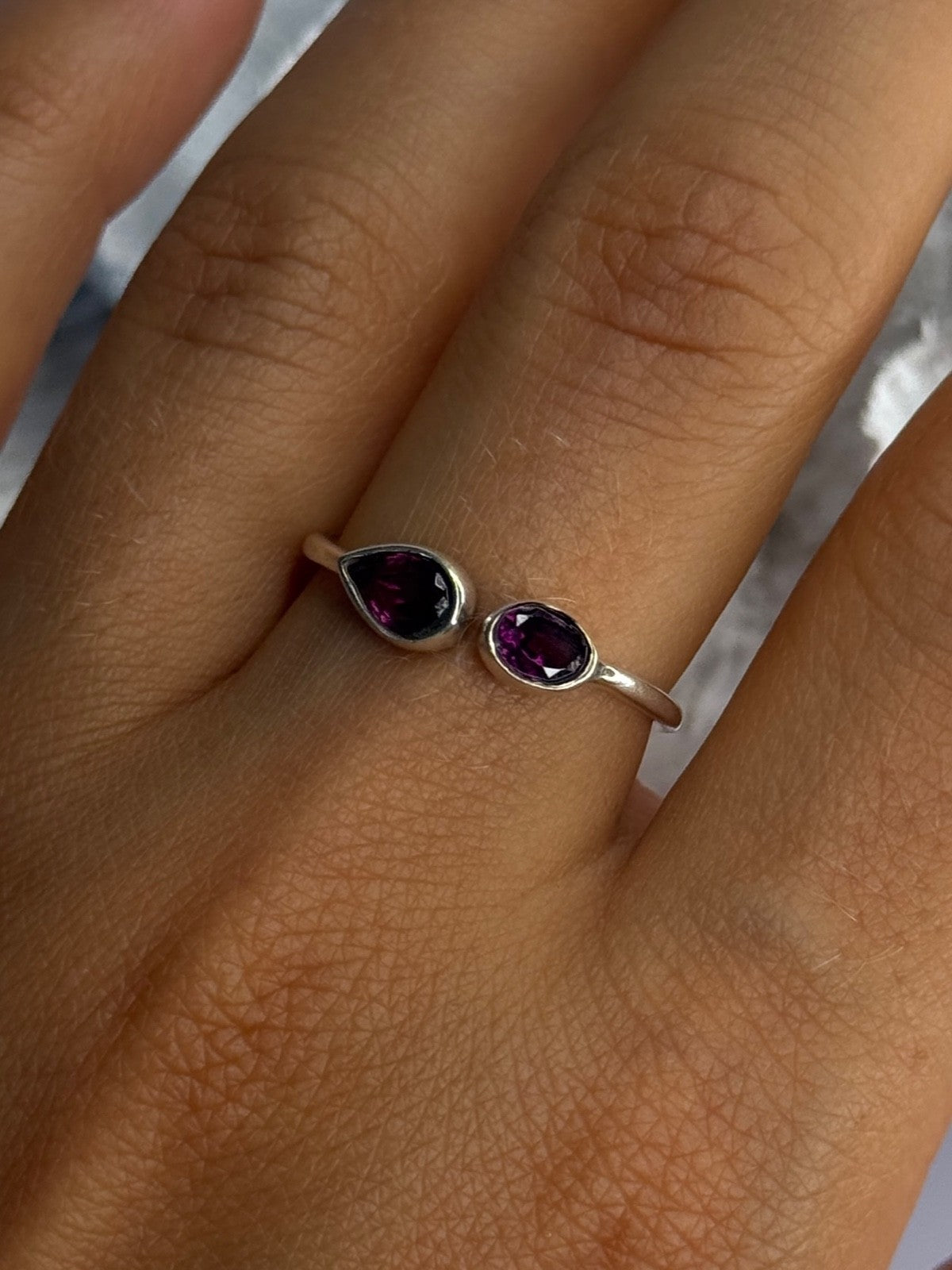 925 Sterling Silver Purple Tourmaline Ring Sizable