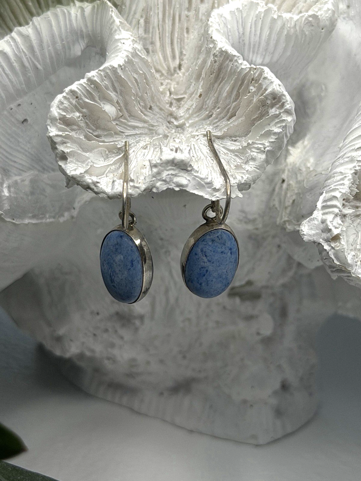 Vintage 925 Sterling Silver Dangle Lapis Earrings