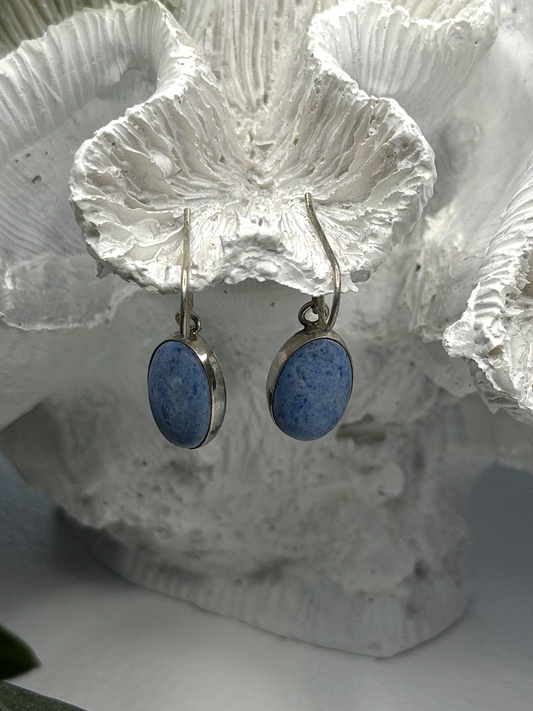 Vintage 925 Sterling Silver Dangle Lapis Earrings