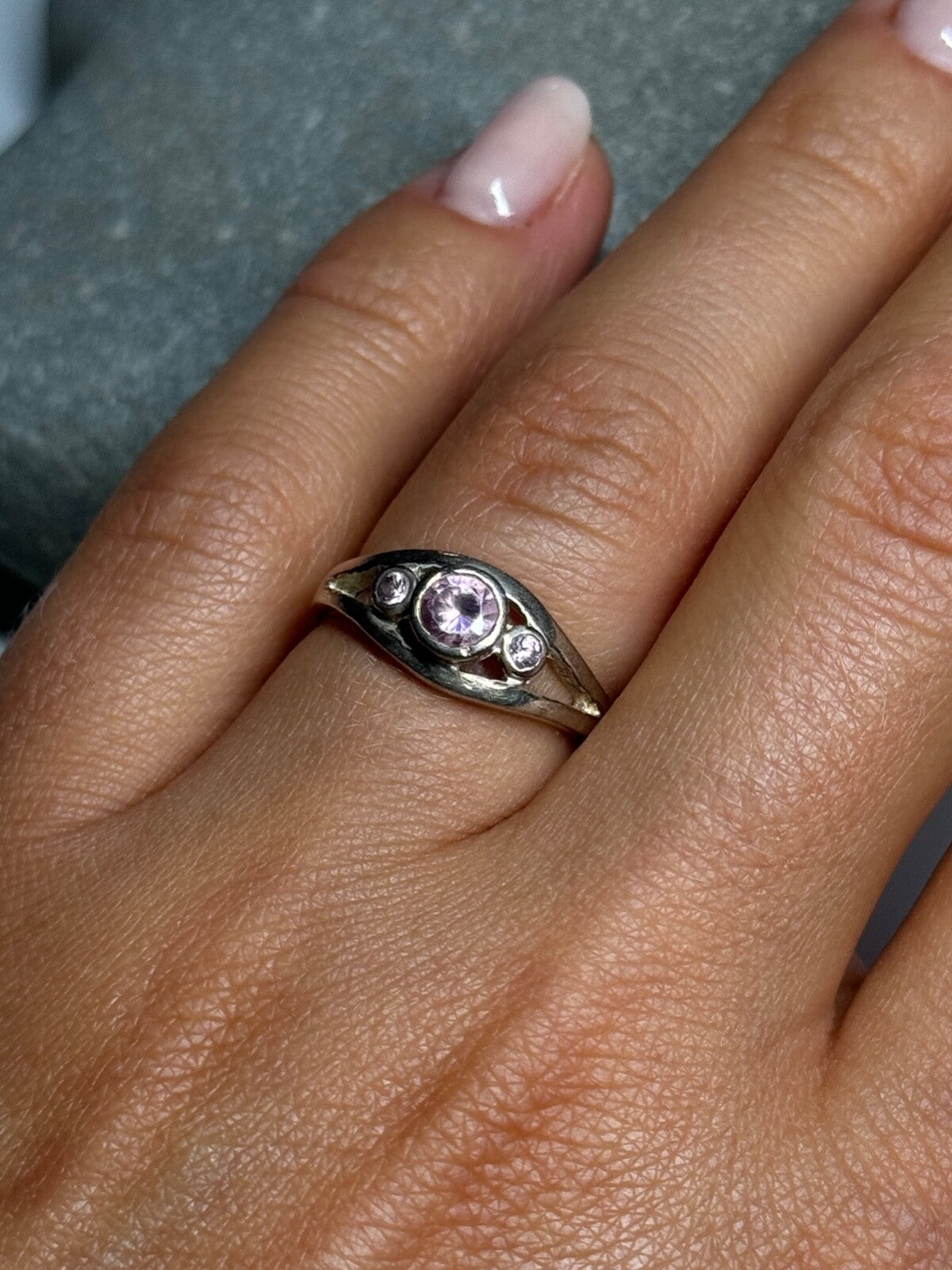 925 Sterling Silver Morganite Ring Size 6