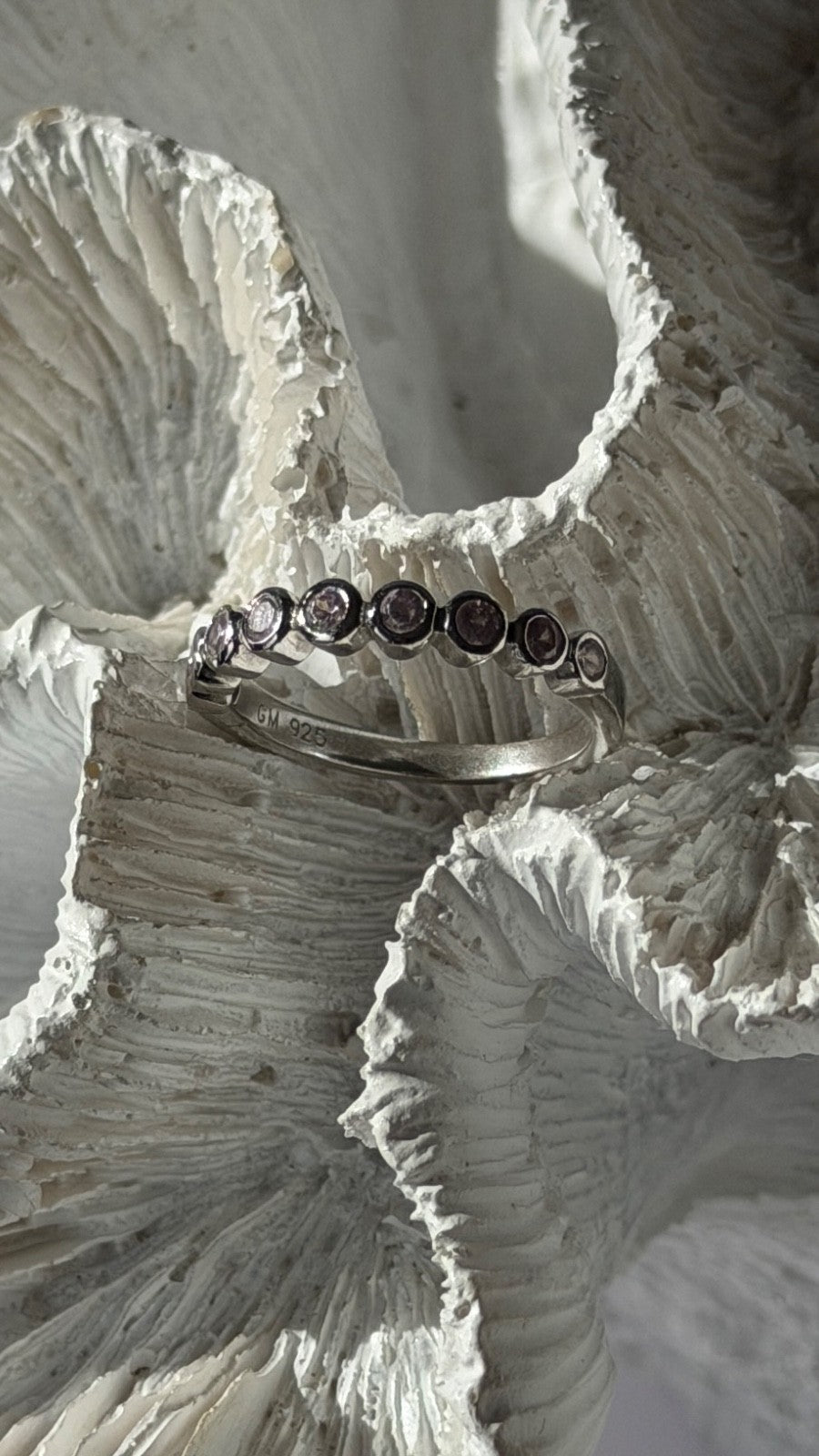925 Sterling Silver Pink Spinel Ring Size 6