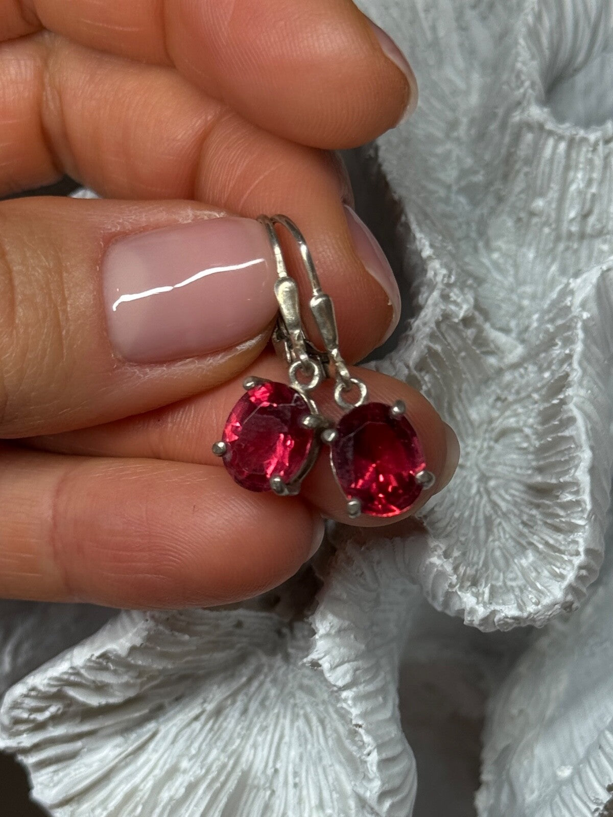 925 Sterling Silver Spinel Earrings Length 1.1 Inch