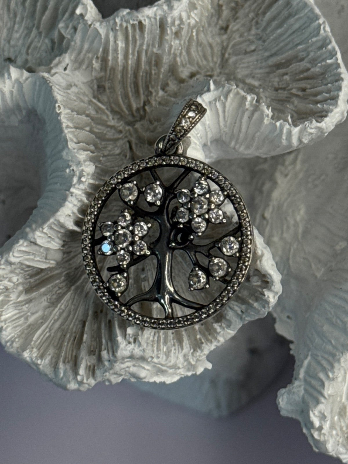 Authentic Pandora Tree Of Life 925 Sterling Silver CZ Pendant Length 1.30 Inch