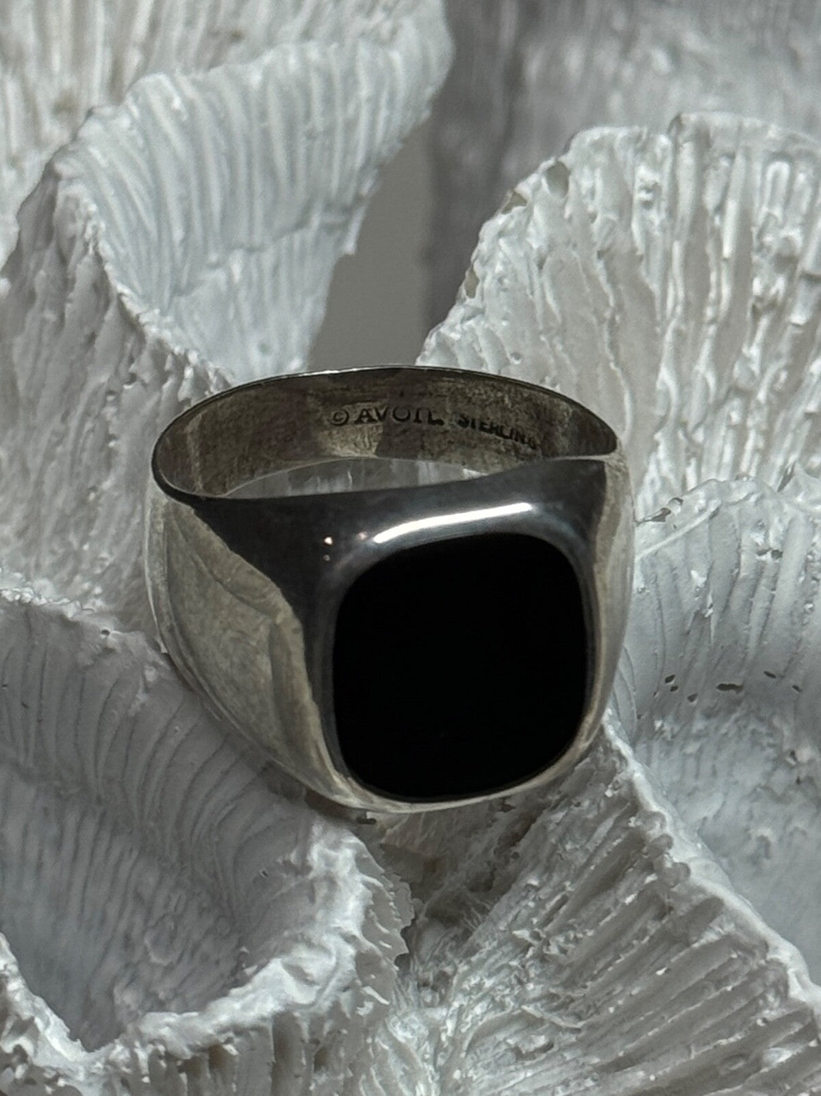 925 Sterling Silver Black Nephrite Men'S Ring Size 10.5