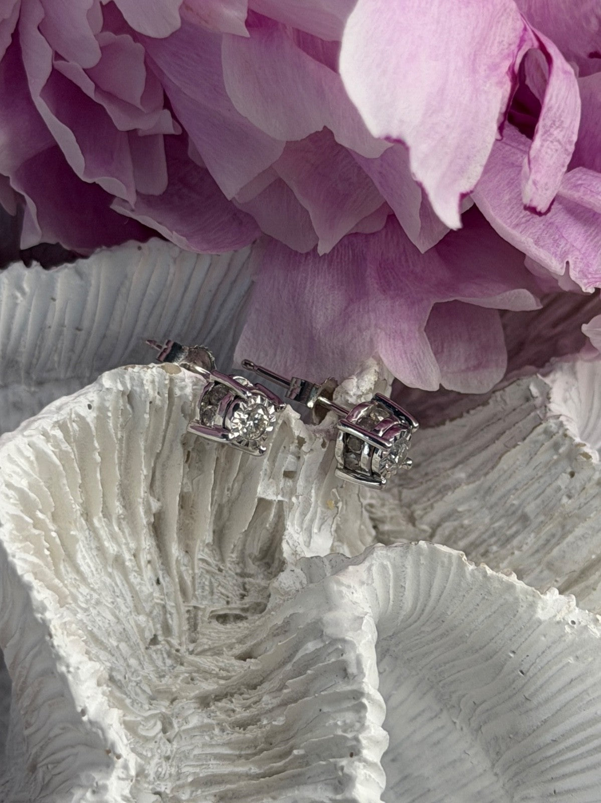 ZEI 14K White Gold Diamond tcw 0.14 ct Stud Earrings