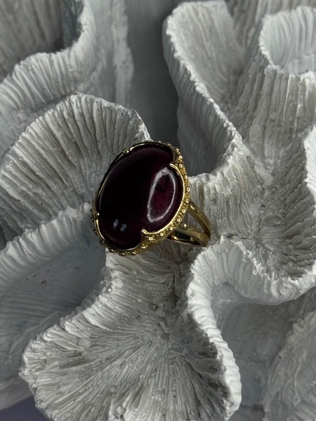 925 Sterling Silver Gold Plated Ruby Ring Size 7.5