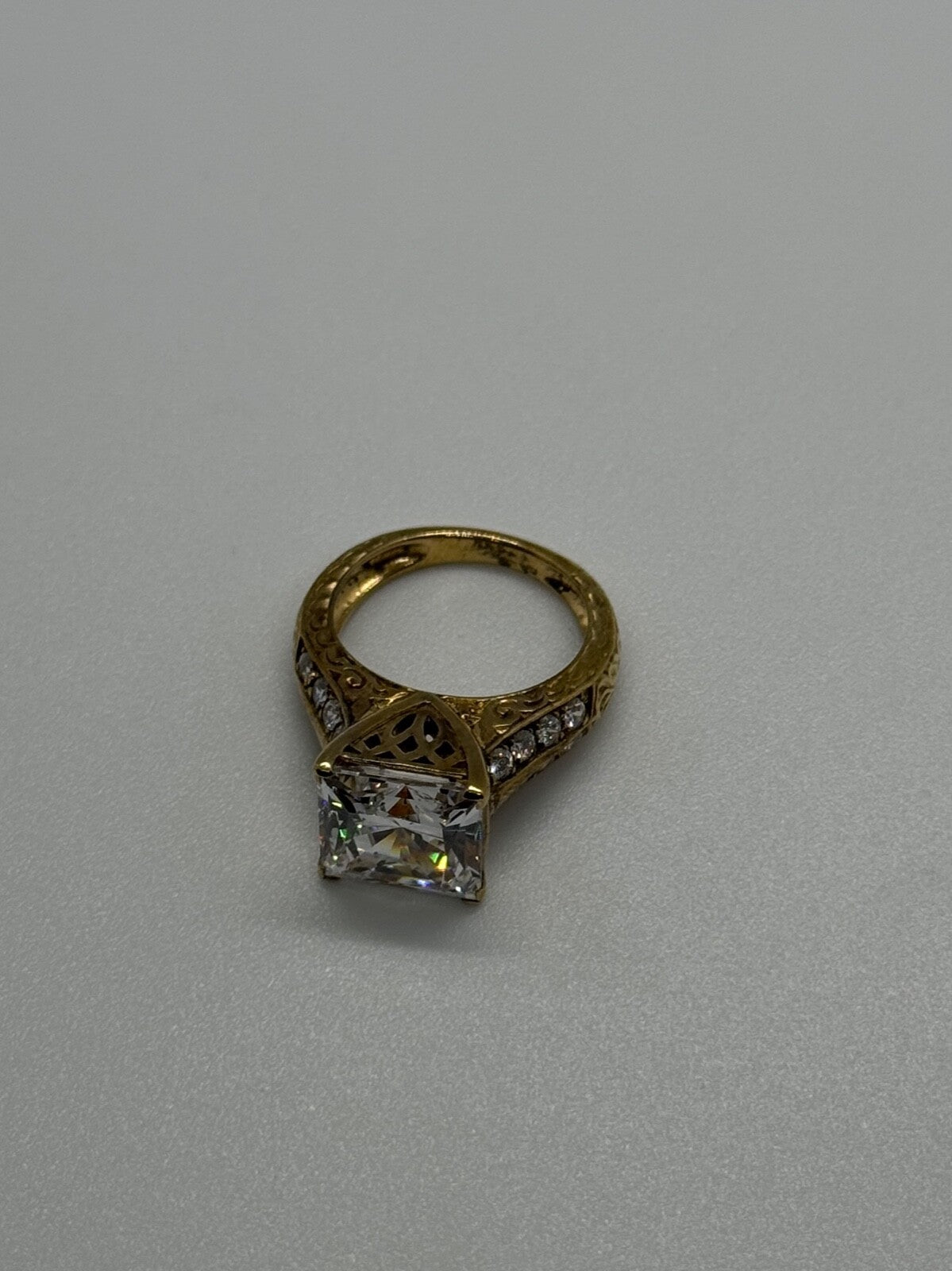 925 Sterling Silver Gold Plated CZ Ring Size 4.5
