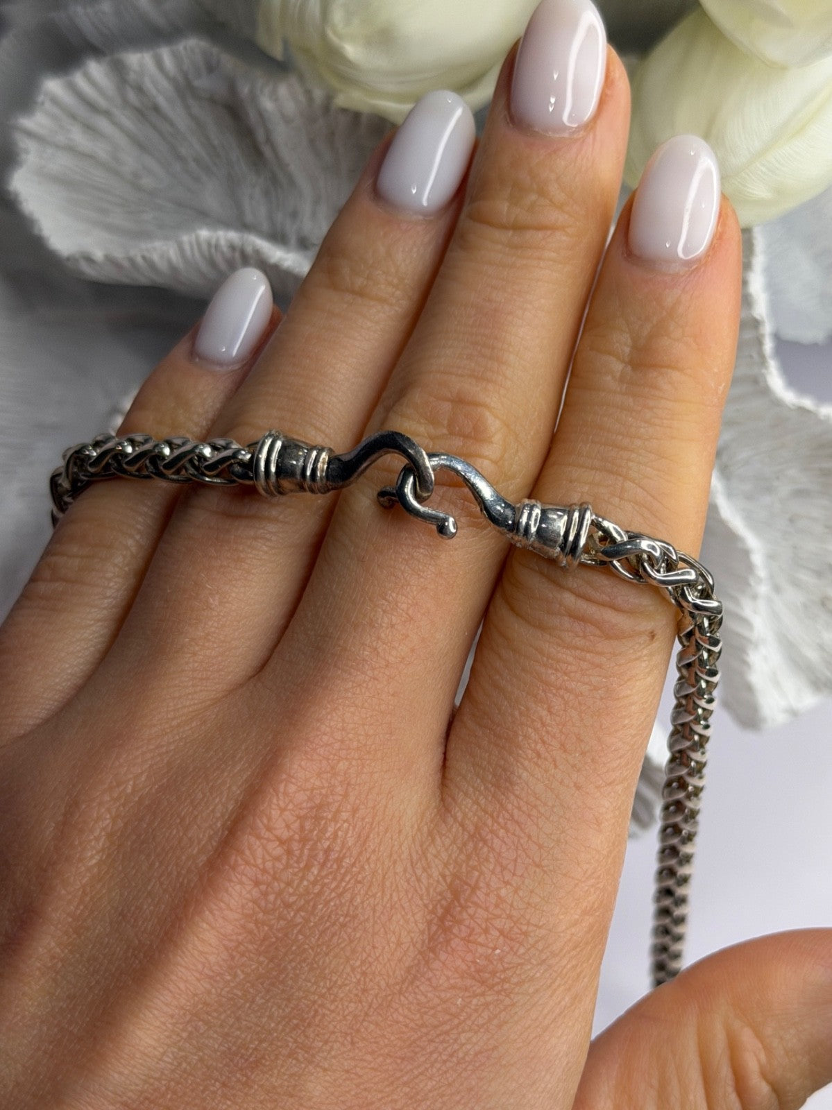 Vintage 925 Sterling Silver Chain Necklace S-Clasp Length 18 in