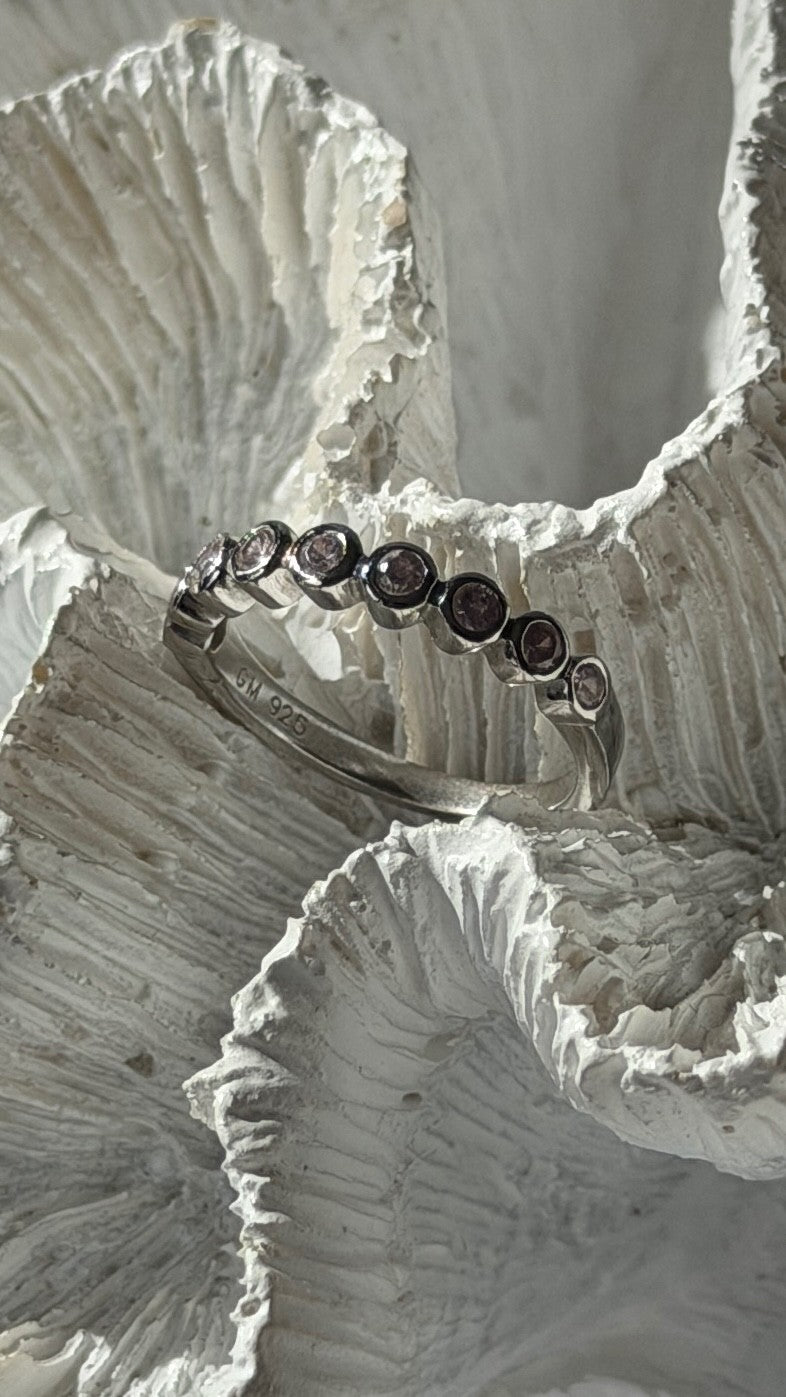 925 Sterling Silver Pink Spinel Ring Size 6
