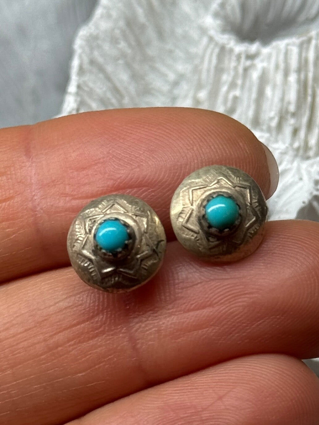 925 Sterling Silver Turquoise Earrings Length 0.4 Inch