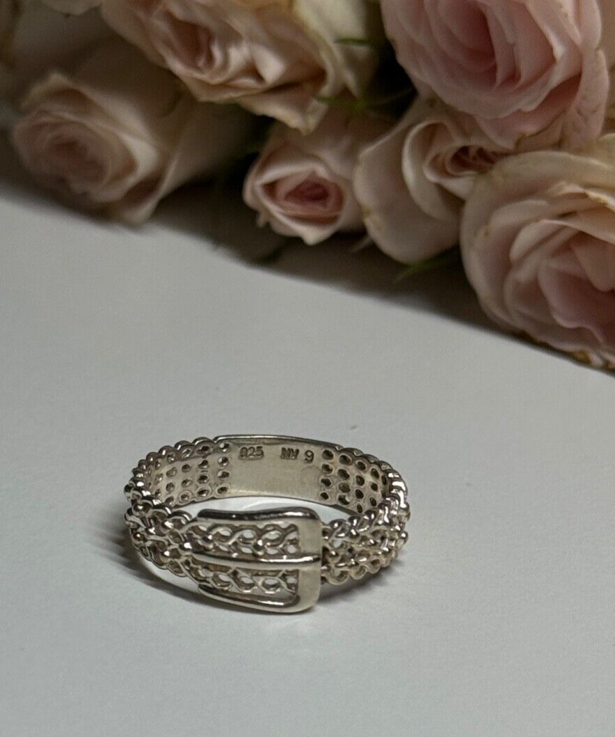 925 Sterling Silver Belt Ring Size 8