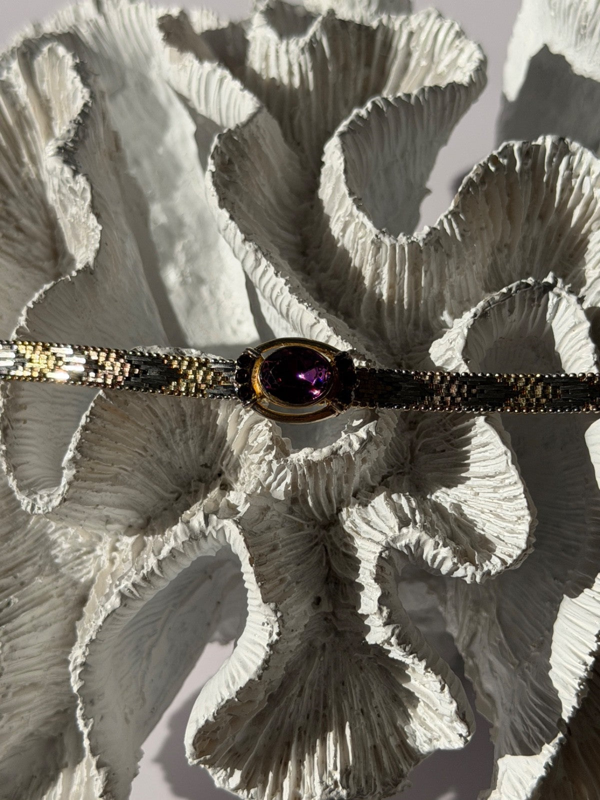 Italy 925 Sterling Silver Gold Plated Amethyst Bracelet