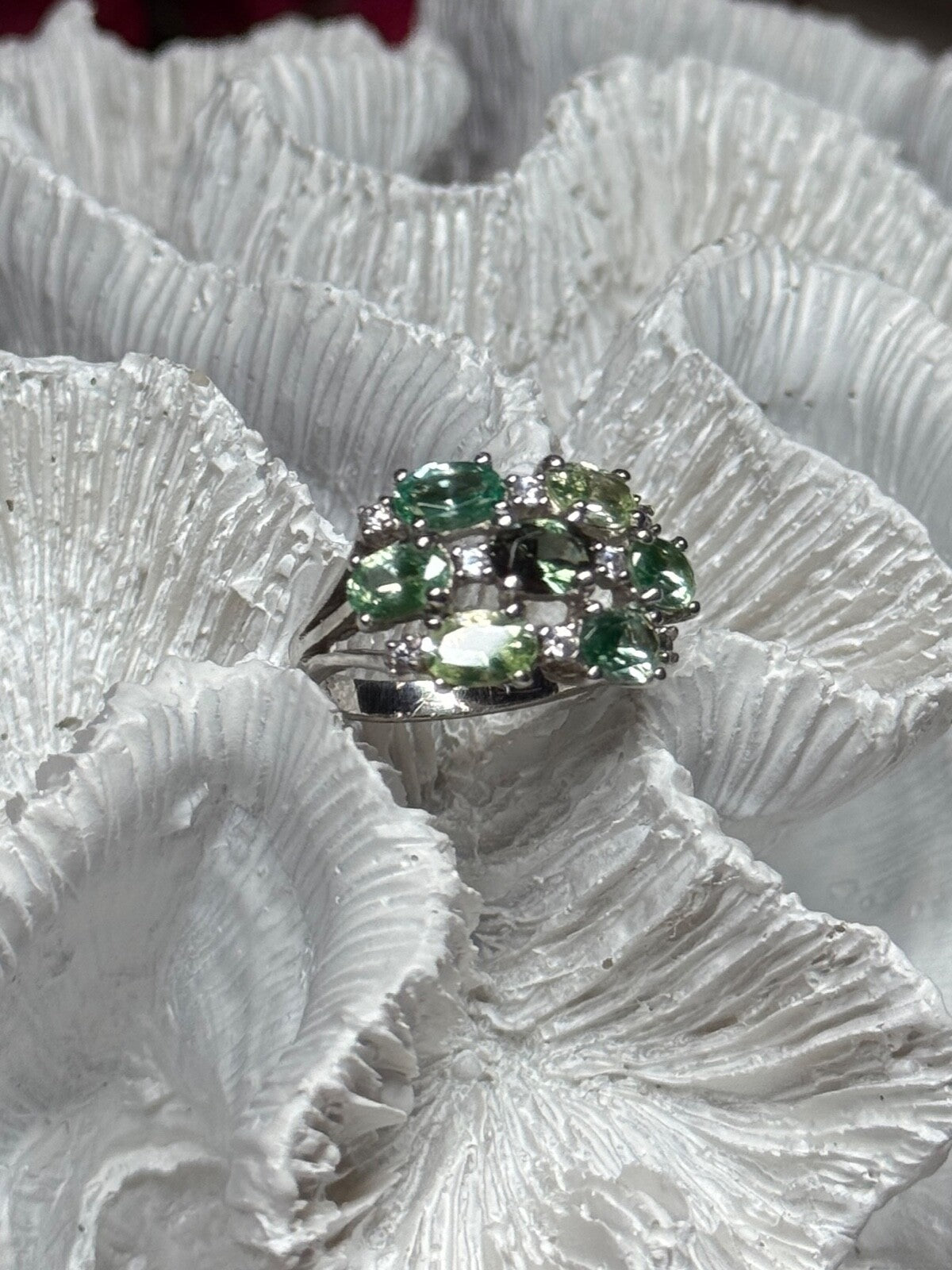 925 Sterling Silver Spinel & CZ Ring Size 6
