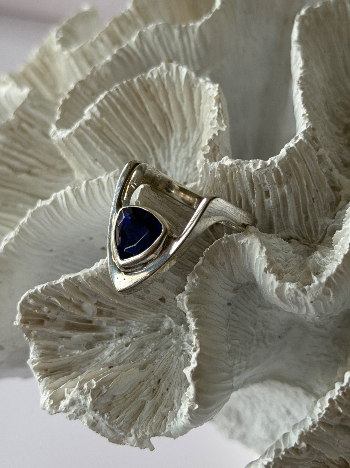 Handmade Custom 925 Sterling Silver Sapphire Ring Size 7.5