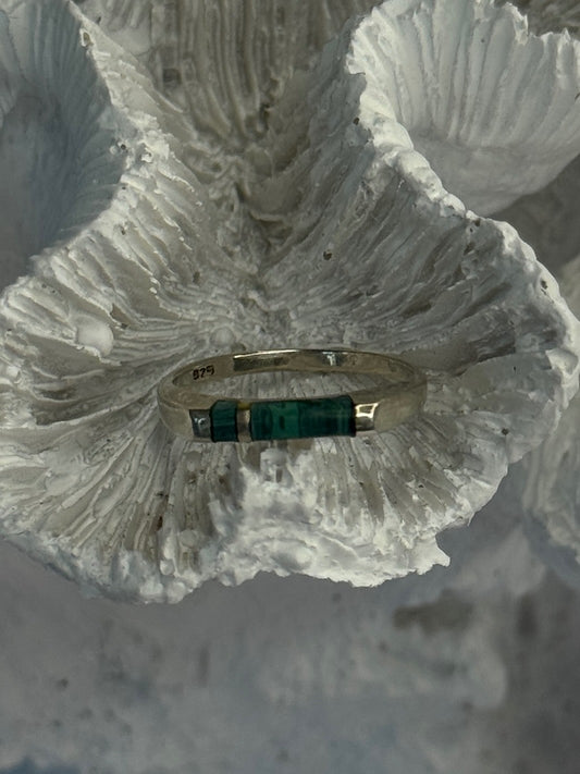 925 Sterling Silver Malachite Ring Size 5