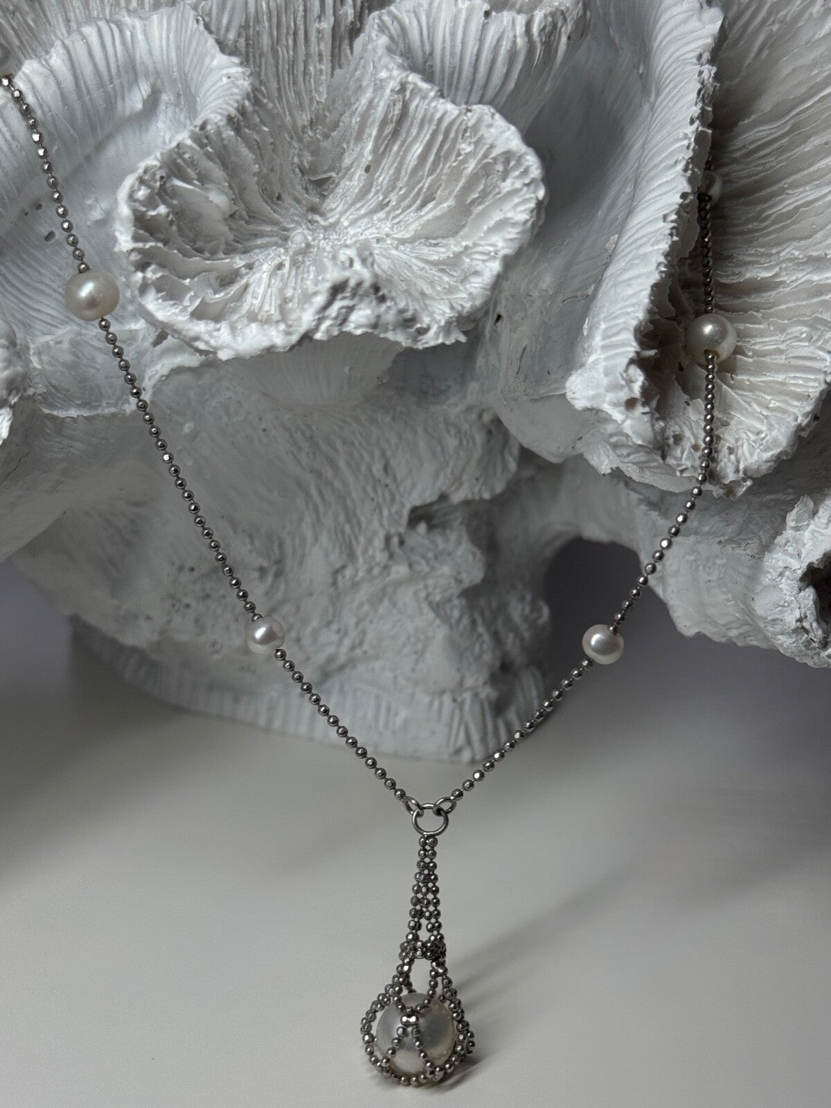 925 Sterling Silver Pearls Necklace Length 18 Inch Elegant