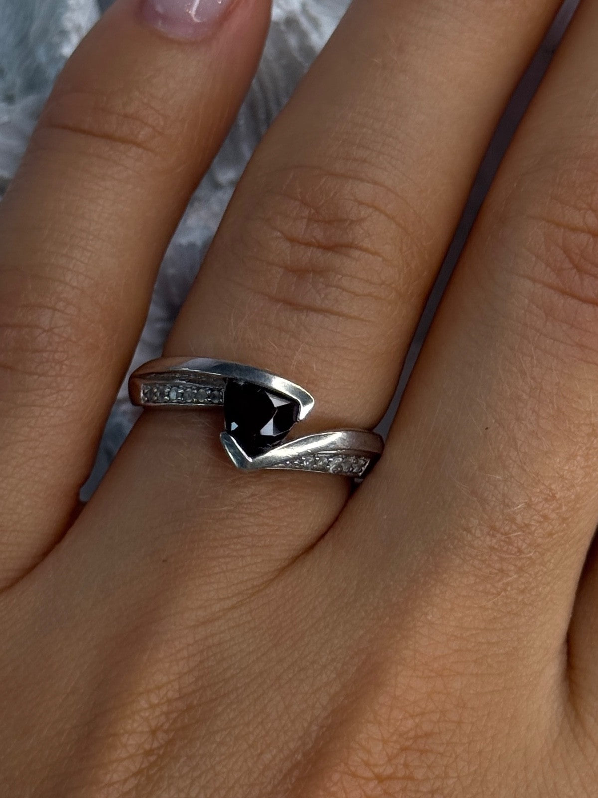 925 Sterling Silver Garnet & Beryl Ring Size 6.5
