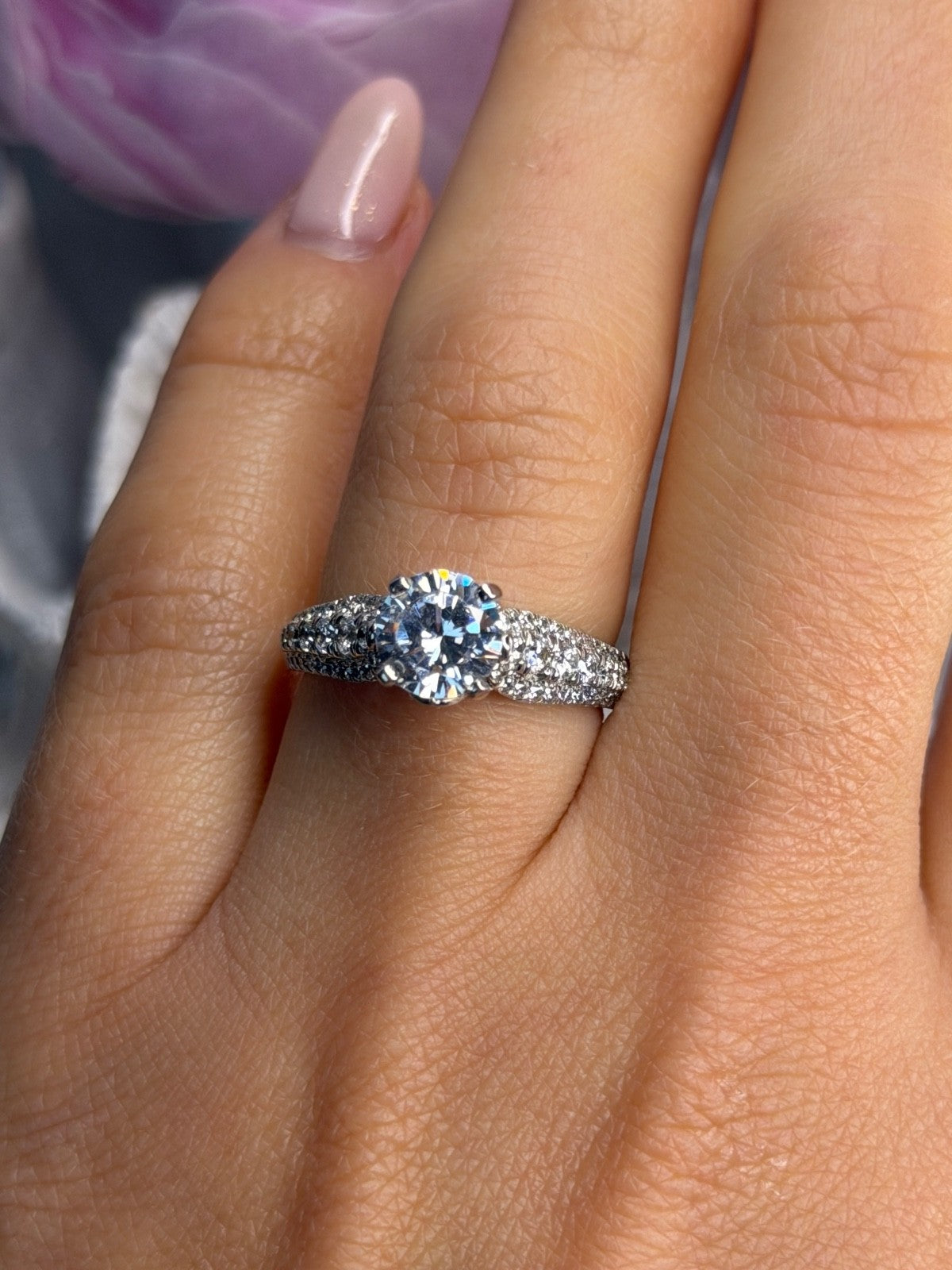 GOC 925 Sterling Silver tcw 1.60 Cz Ring Size 7