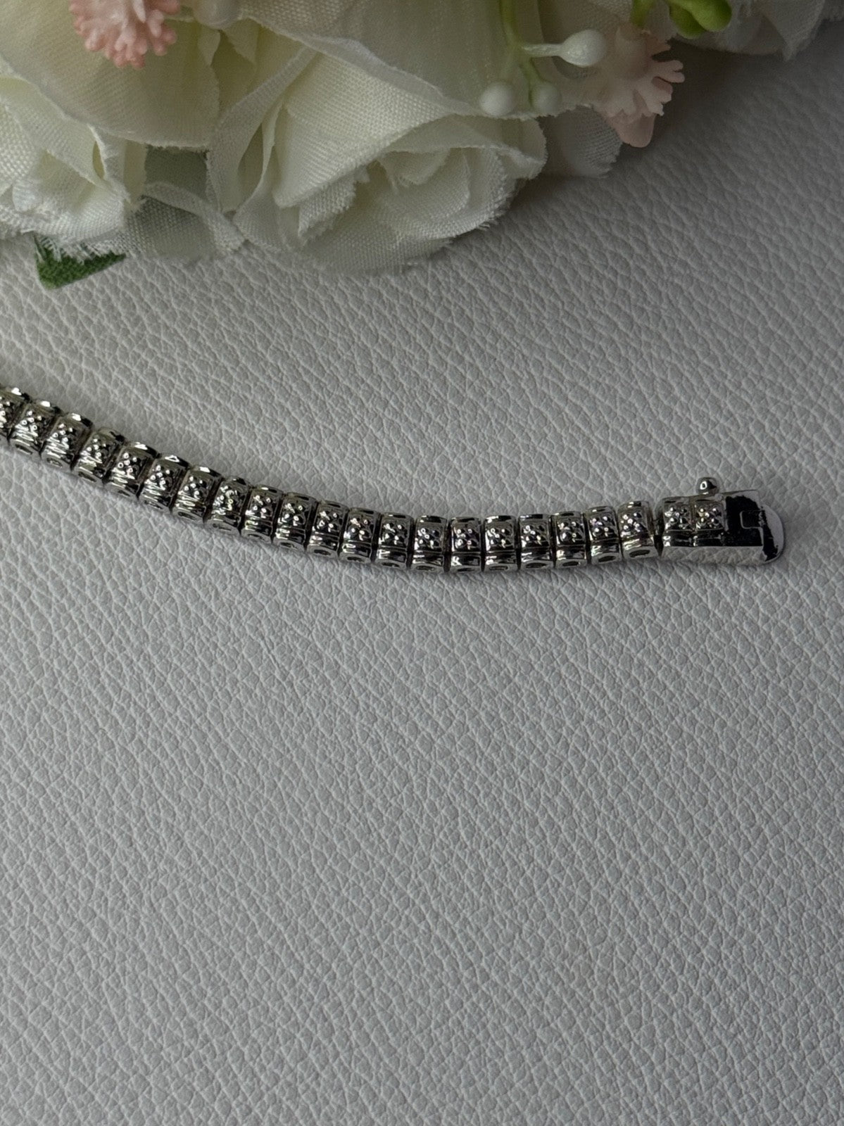 925 Sterling Silver Fas 3 Diamonds Bracelet Length 7.5 Inch
