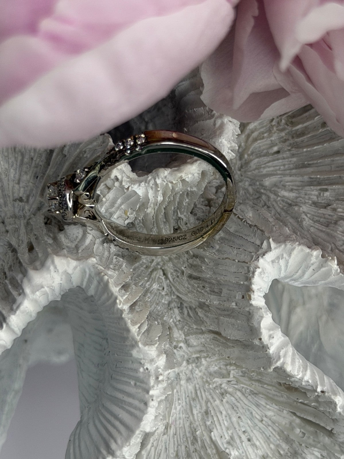 GOC 925 Sterling Silver tcw 0.50 Cz Ring Size 7