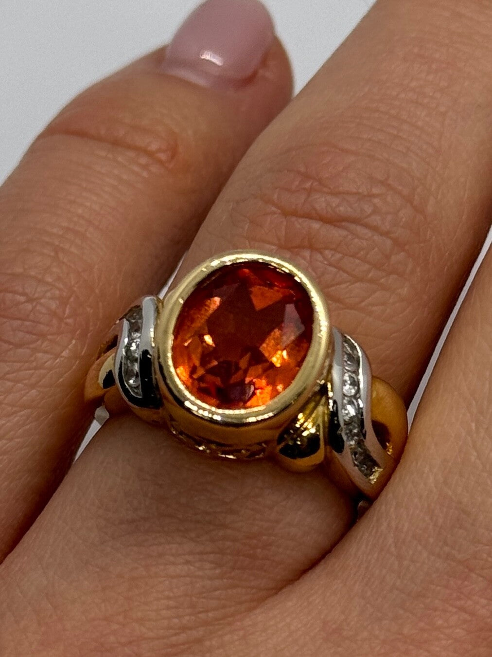 925 Sterling Silver Gold Plated CZ Ring Size 6