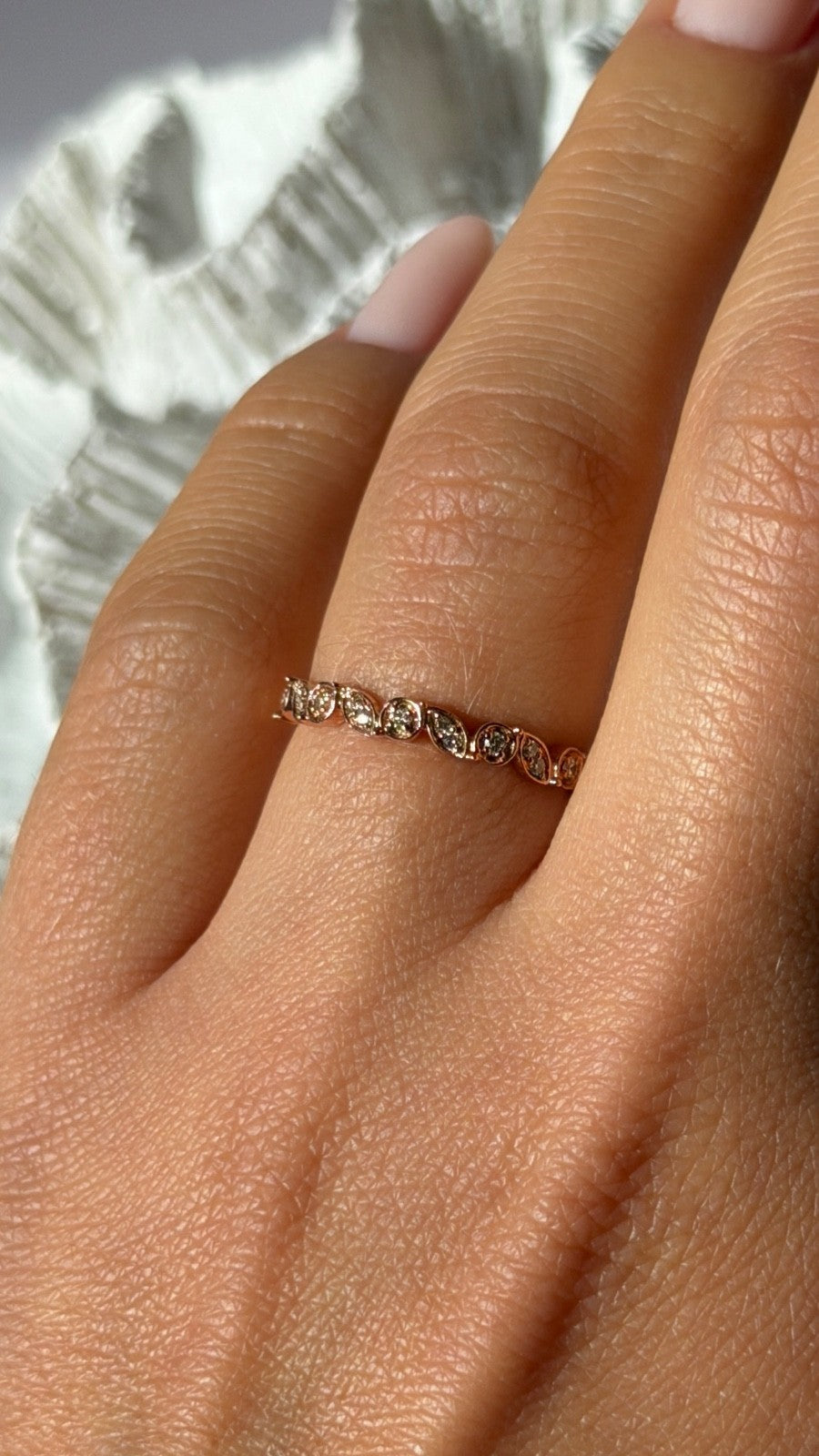 Classy Design 10K Rose Gold Diamond 0.12 ct Ring Size 6.5