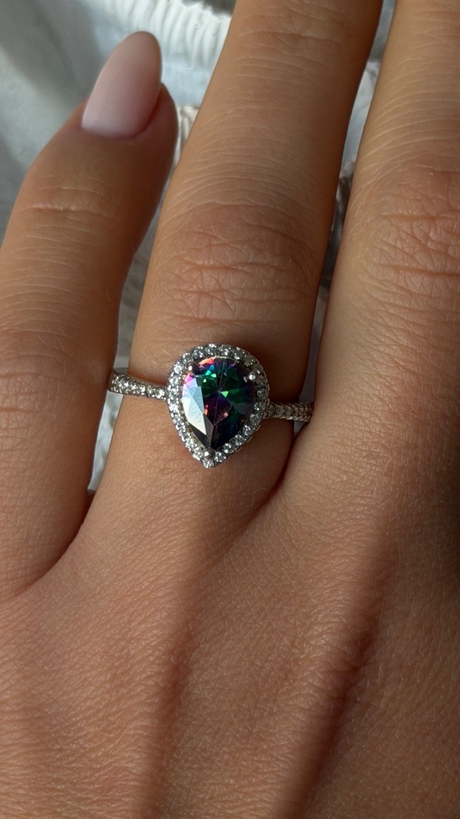 925 Sterling Silver Mystic Topaz & Cz Ring Size 7