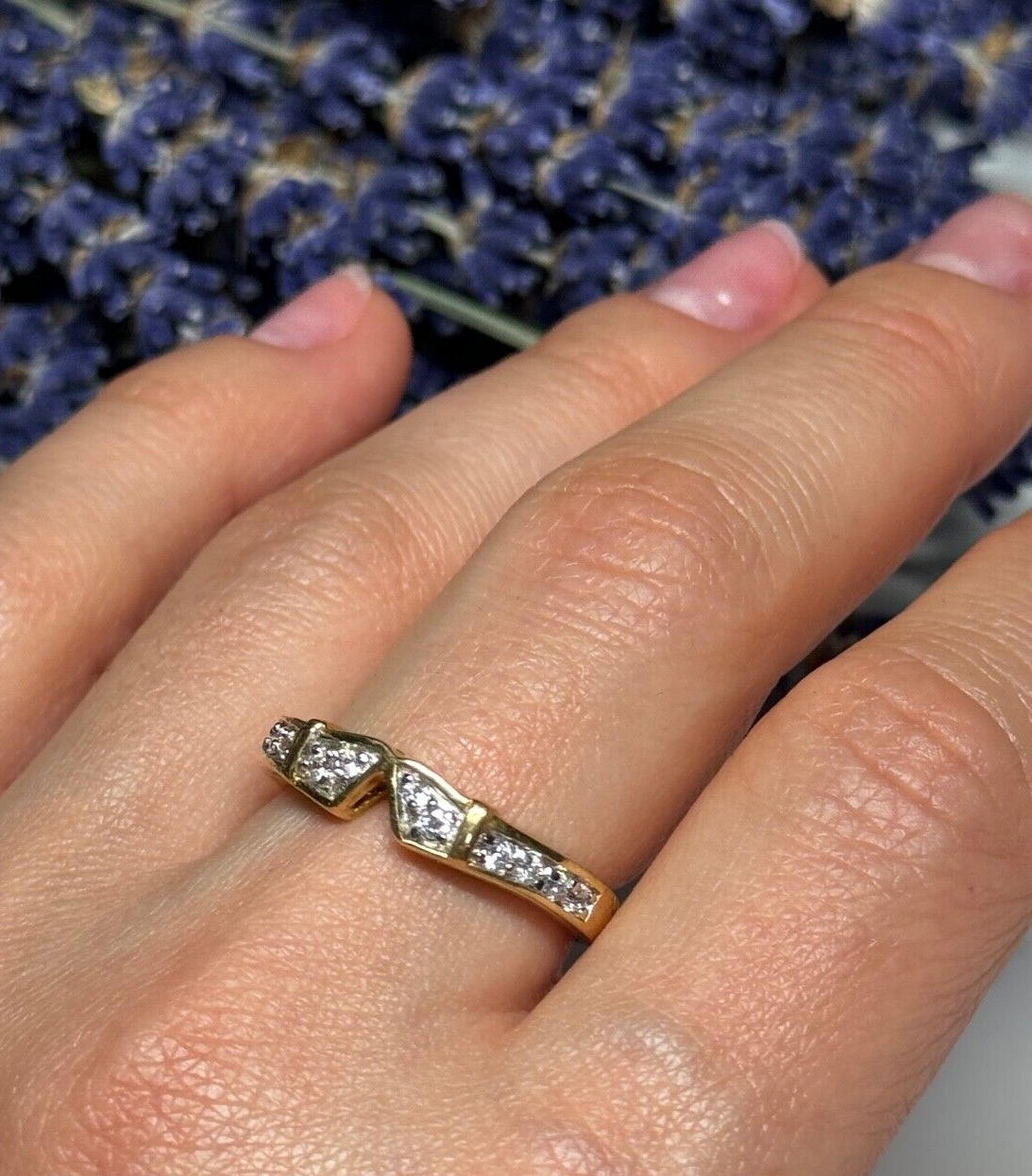 925 Sterling Silver Gold Plated CZ Ring Size 8.5