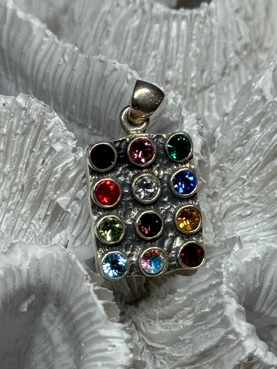 925 Sterling Silver Multicolor Spinel Pendant Length 1.3 Inch