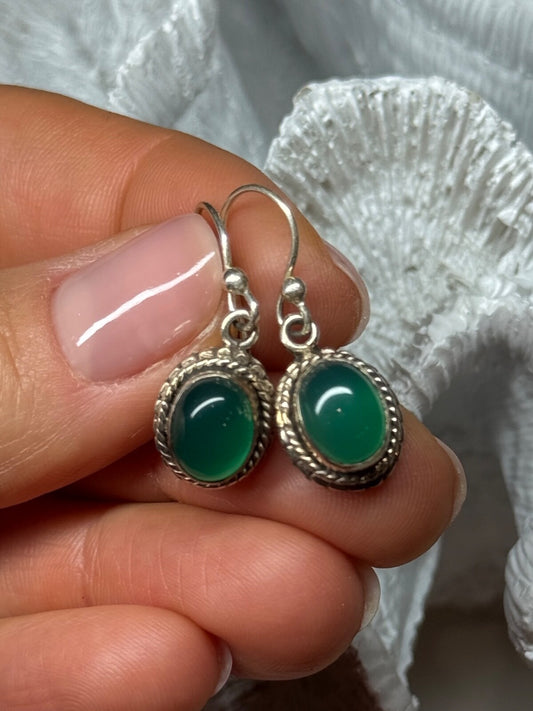 925 Sterling Silver Jadeite Earrings Length 1.1 Inch