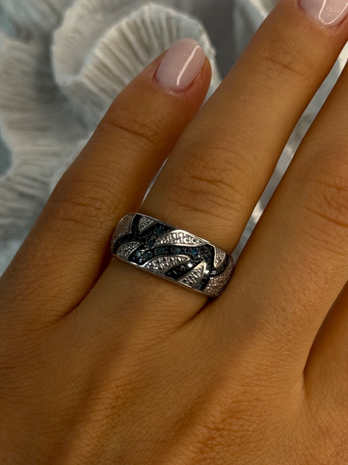 925 Sterling Silver Sapphire Ring Size 7