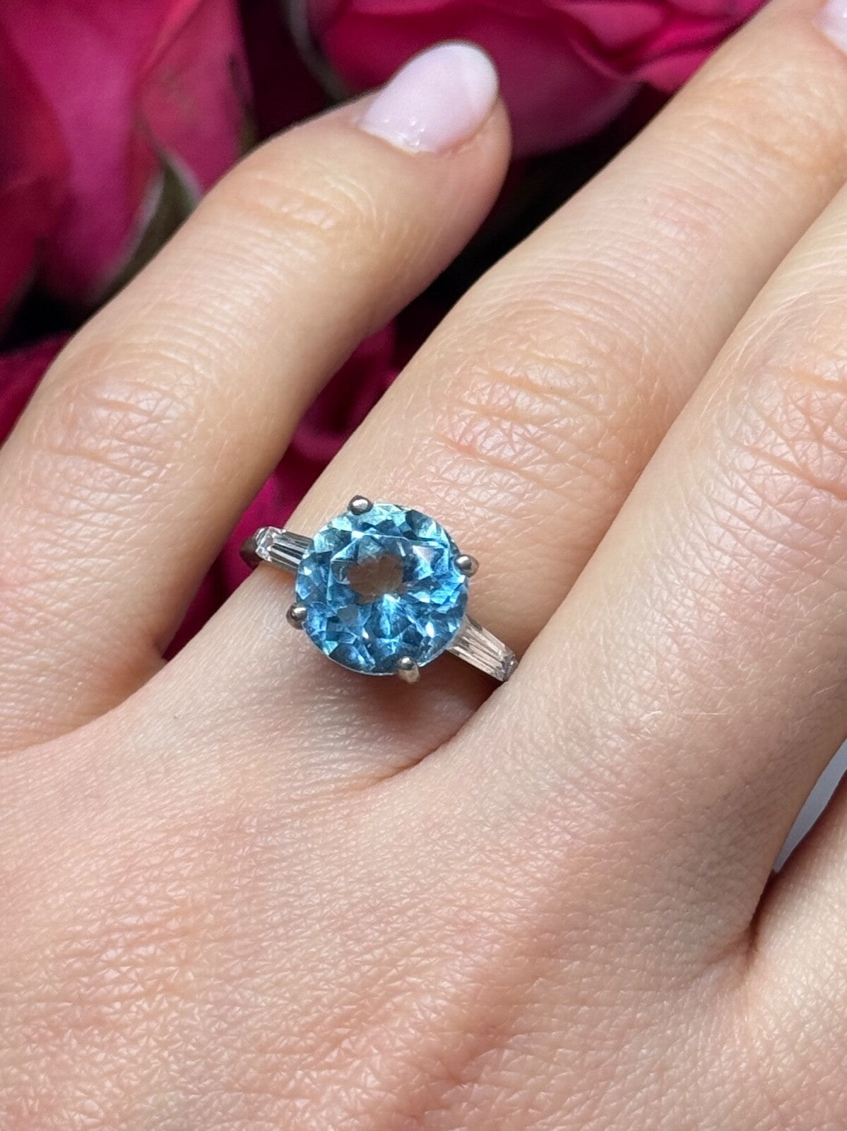 925 Sterling Silver Topaz & Beryl Ring Size 6