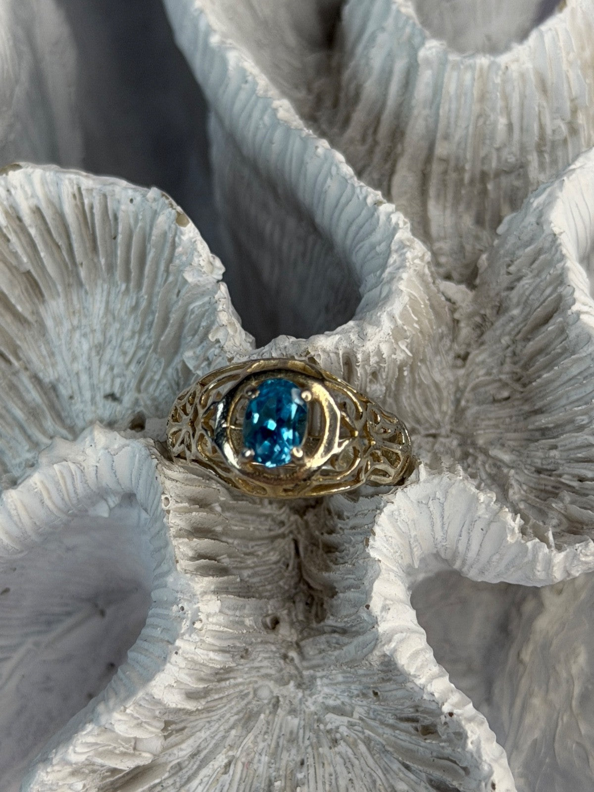 925 Sterling Silver Topaz Ring Size 7