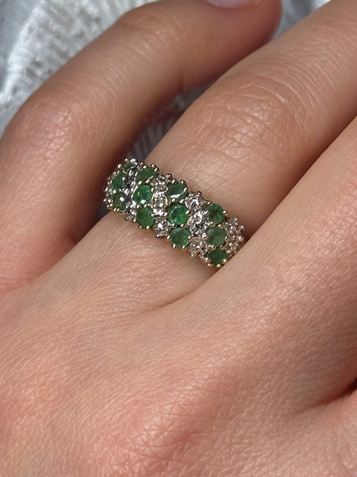 10K Yellow Gold Ring Emerald & Diamond Size 6