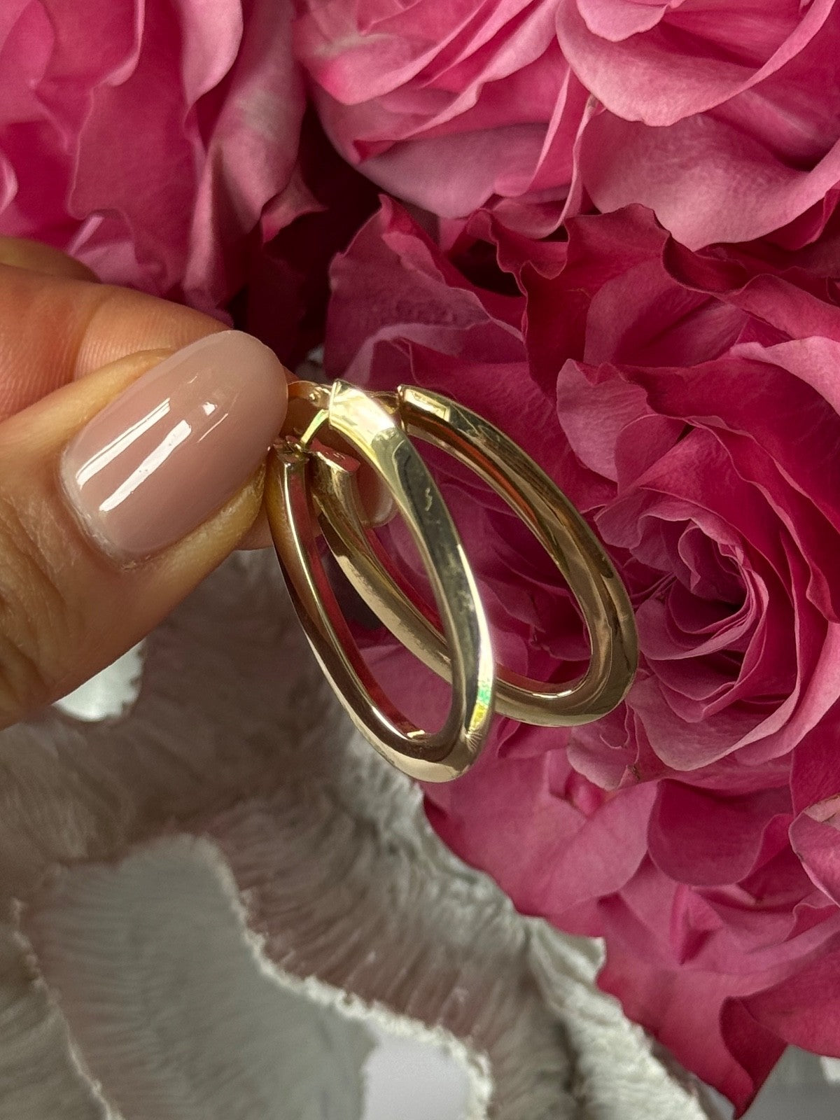 Italy 14K Yellow Gold Earrings Length 1.30 Inch