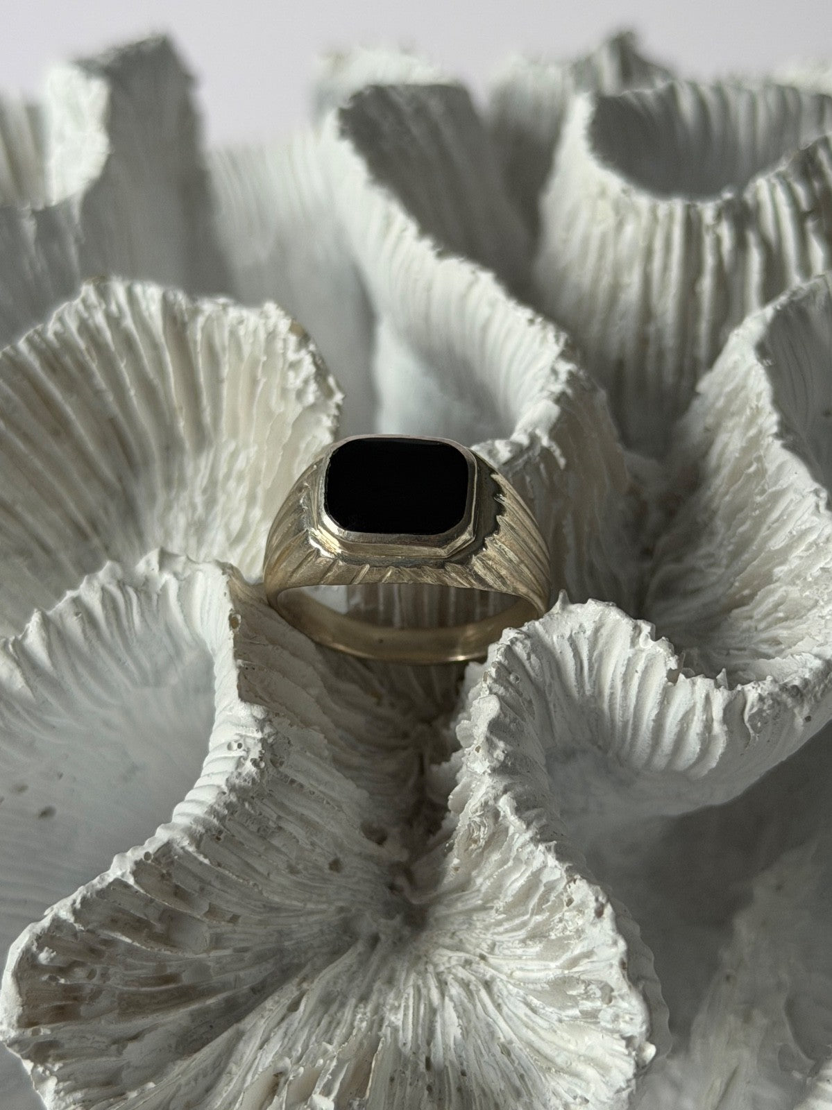 925 Sterling Silver Onyx Ring Size 7