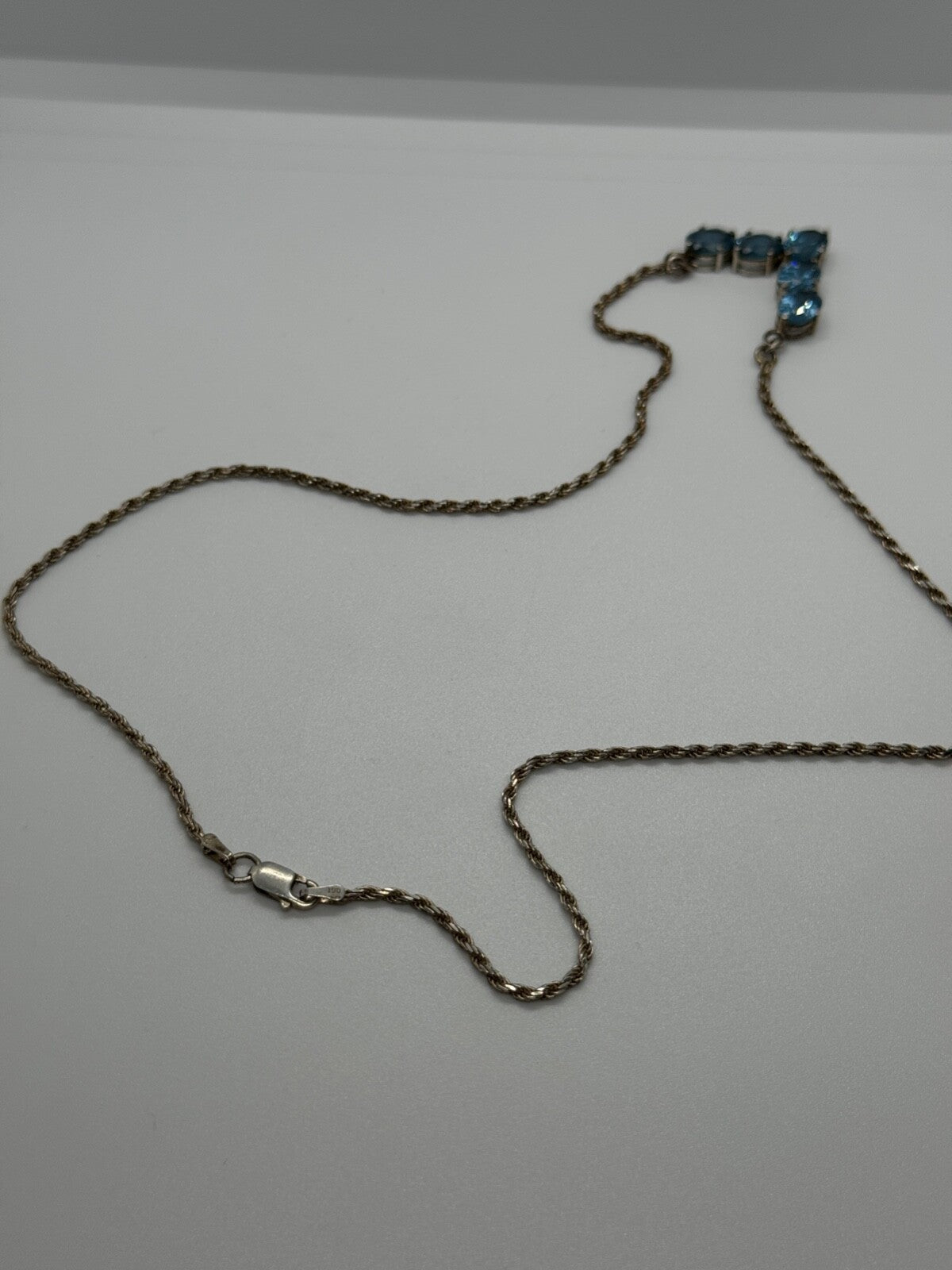 925 Sterling Silver Topaz Necklace Italy